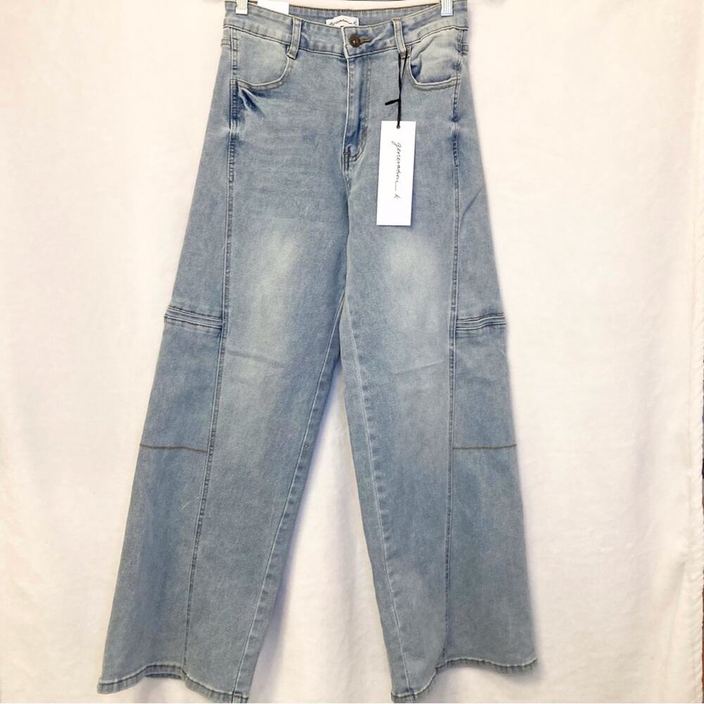 Generation K Wide Leg High Waist Light Wash Denim Jean NWT